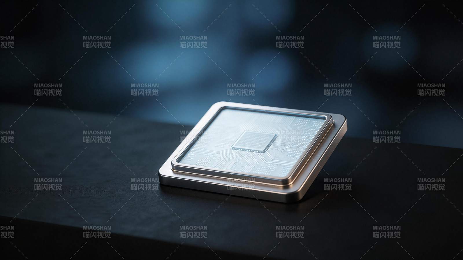 金属封装集成电路芯片特写展示图片