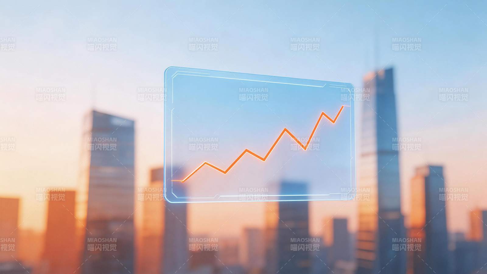 城市天际线前悬浮上升趋势数据图表图片