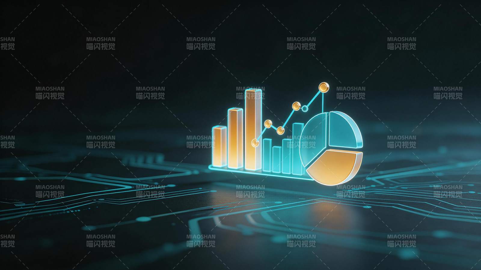 电路板上的发光数据图表展示图片