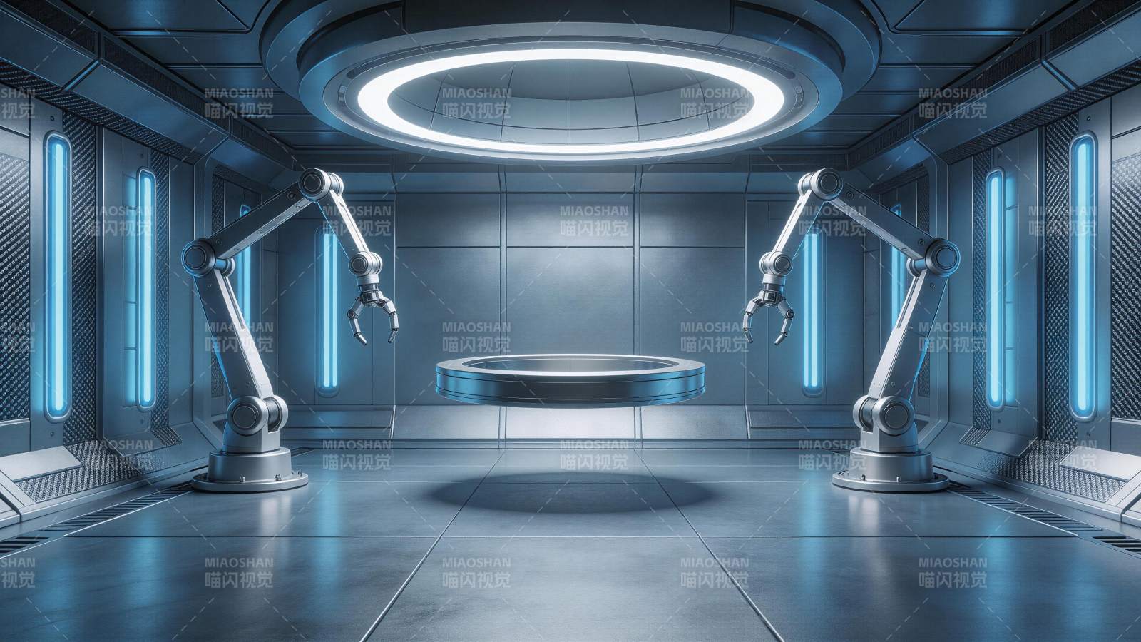 未来科技风格机械臂操作平台场景图片