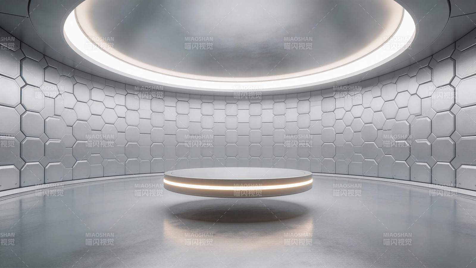 未来感六边形蜂窝结构环形展台空间图片