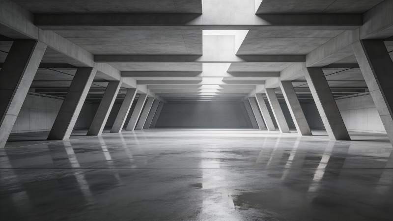 混凝土结构地下空间光影透视效果图片