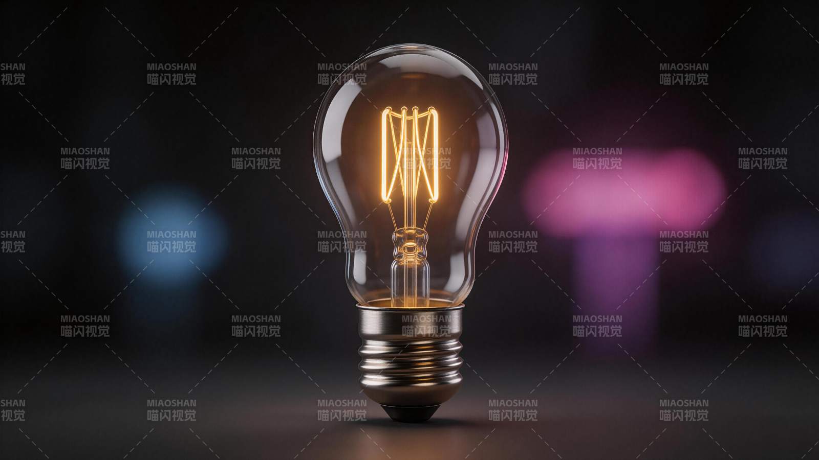 发光的爱迪生风格灯泡特写展示图片