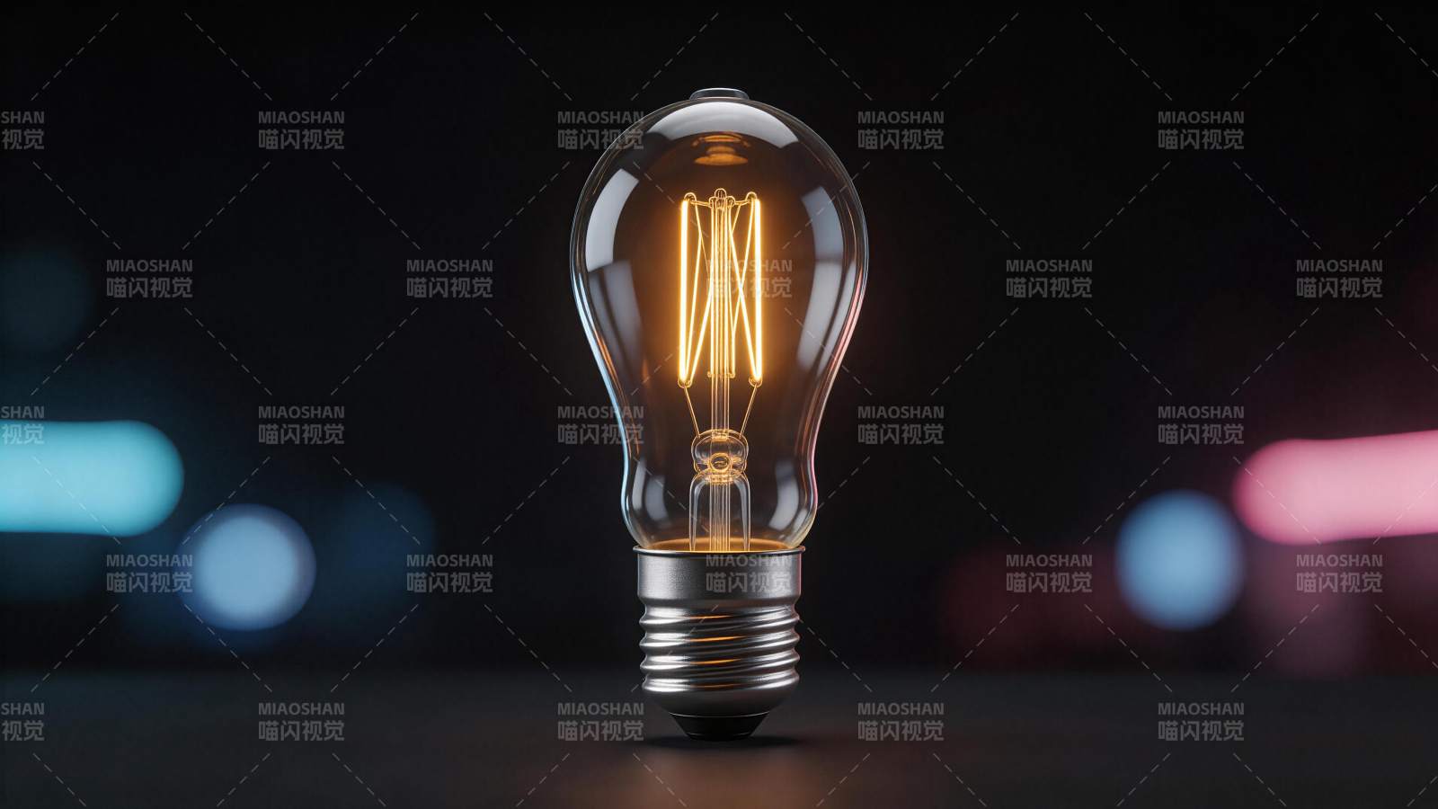 发光的爱迪生风格白炽灯泡特写图片