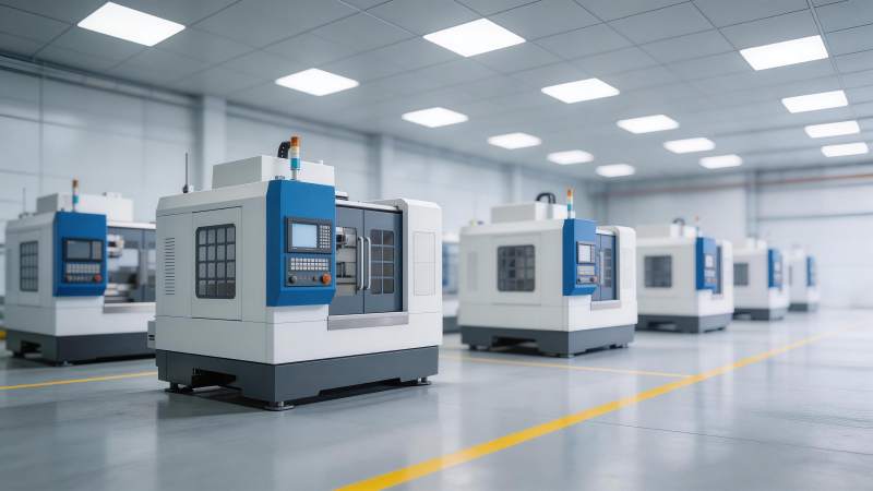 现代化数控机床车间整齐排列工业设备图片