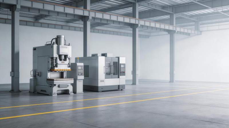 现代化工业厂房内两台大型数控机床设备图片