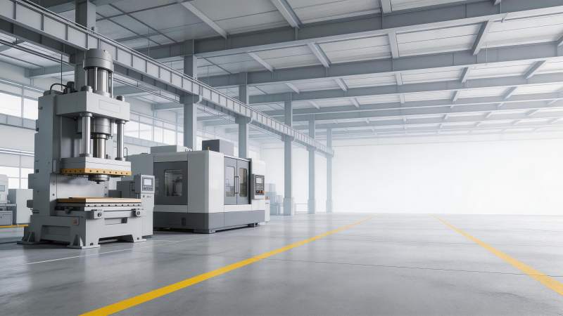 现代化工业厂房内大型数控机床设备布局图片