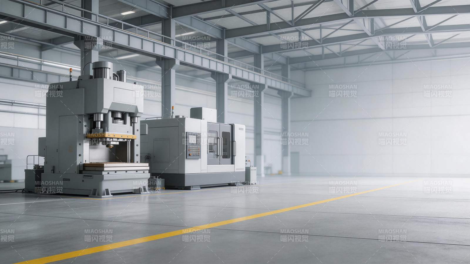 现代化工业厂房内大型数控机床设备图片