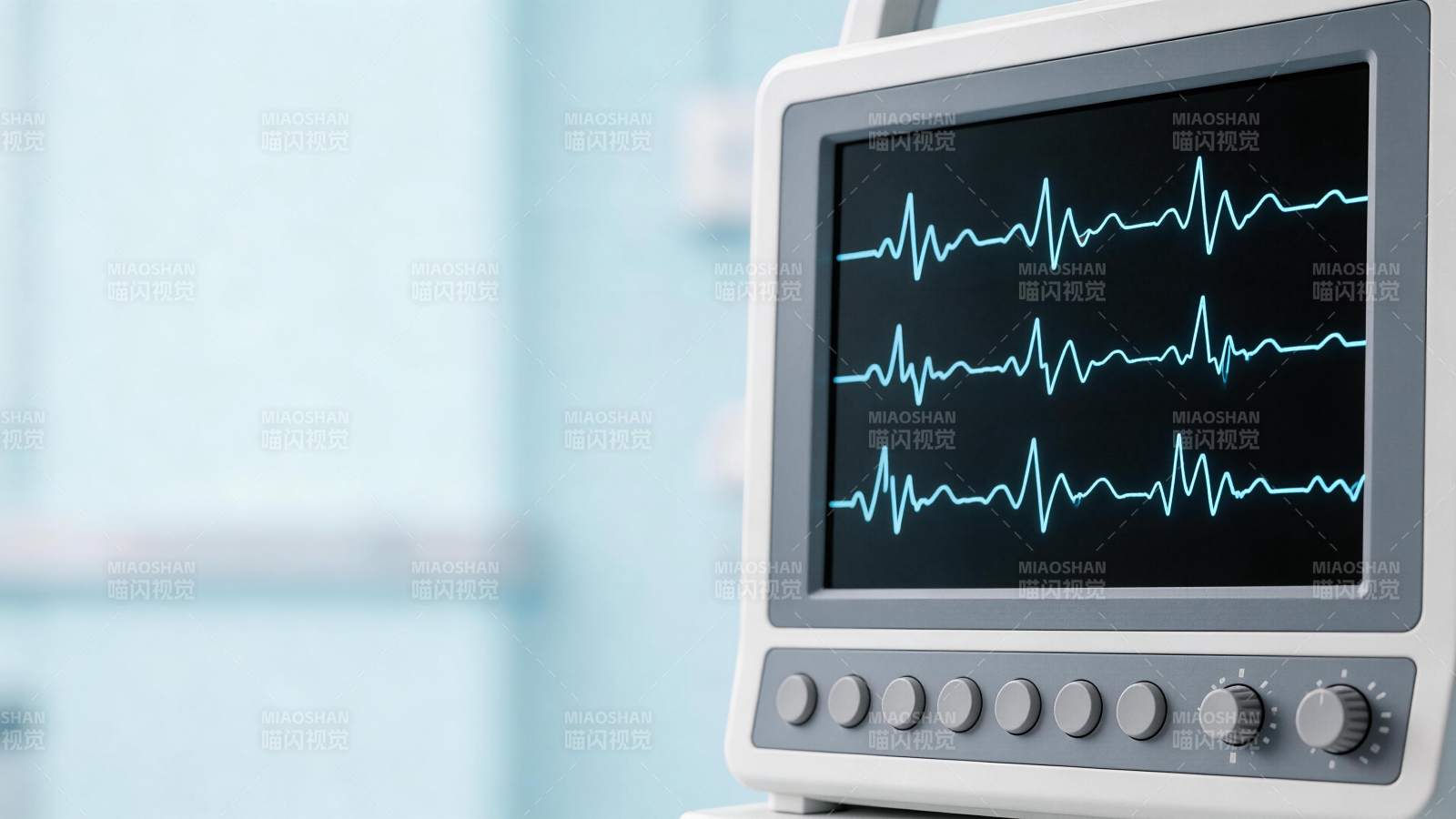 医疗监护仪显示三通道心电波形图图片
