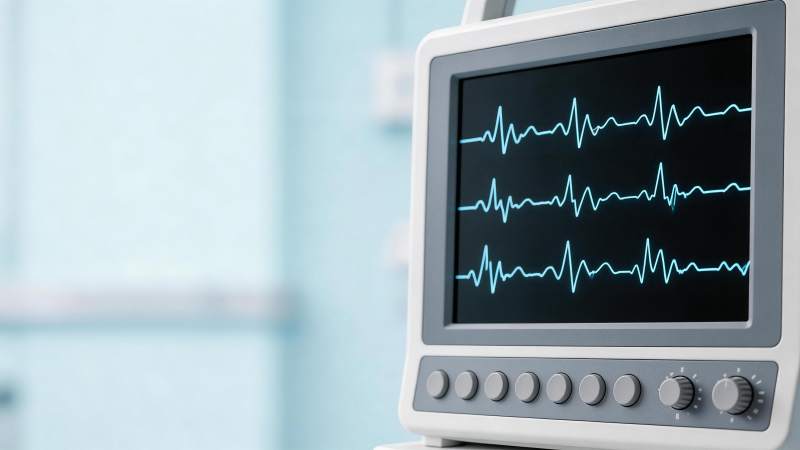 医疗监护仪显示三通道心电波形图图片