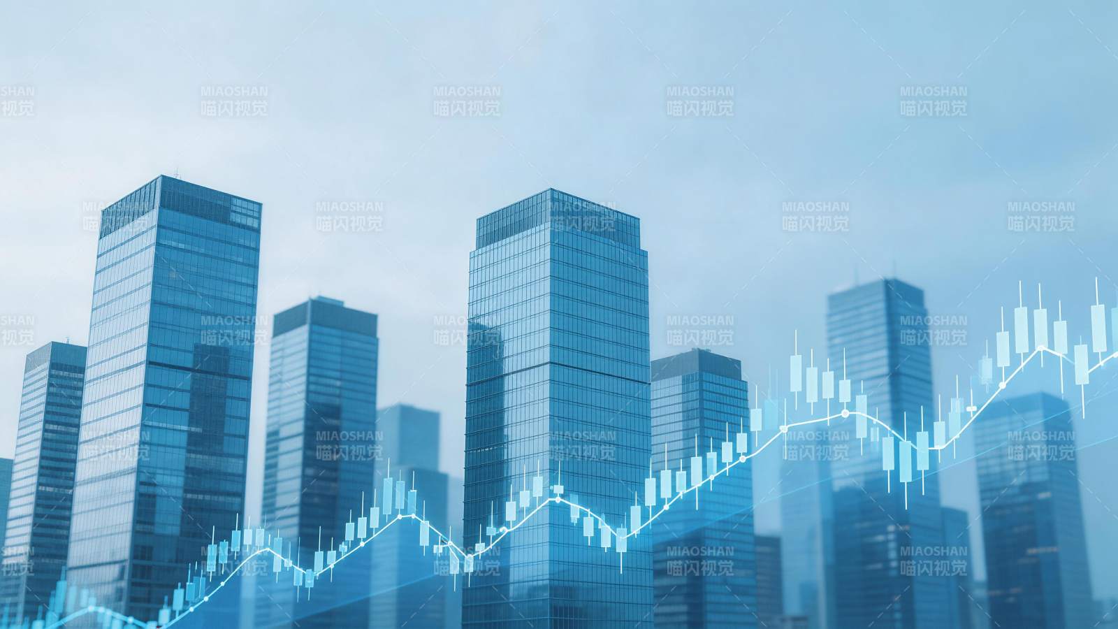 城市高楼背景叠加金融走势图表图像图片