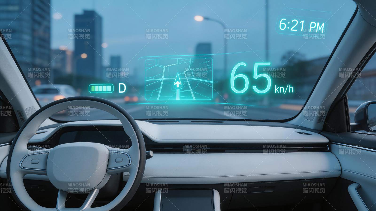 车载抬头显示器显示导航速度与时间信息图片