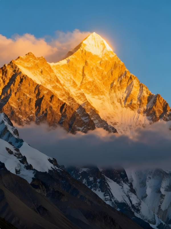 日照金山 云海缭绕图片