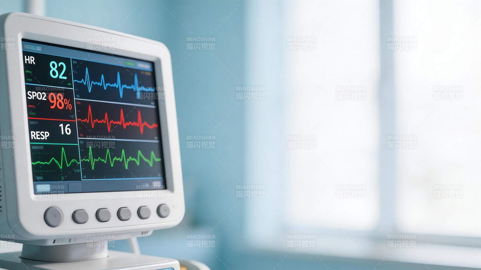医疗监护仪显示心率血氧呼吸数据图片