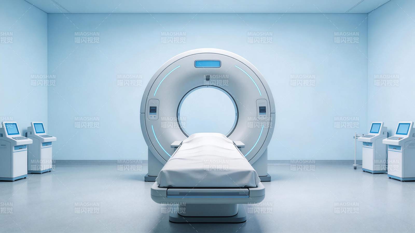 现代化医疗影像检查室中的CT扫描设备图片