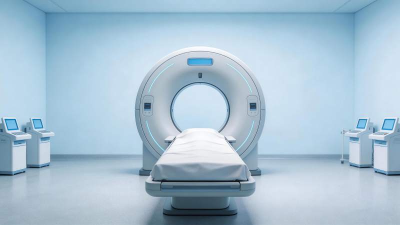 现代化医疗影像检查室中的CT扫描设备图片