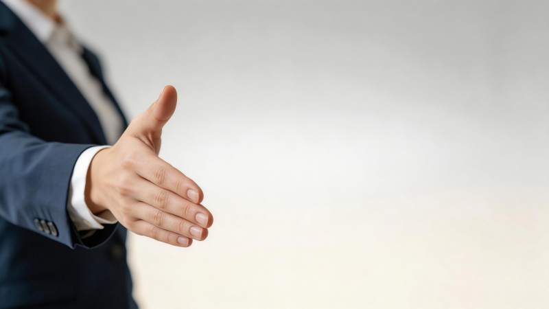 商务人士伸出右手准备握手示意图片