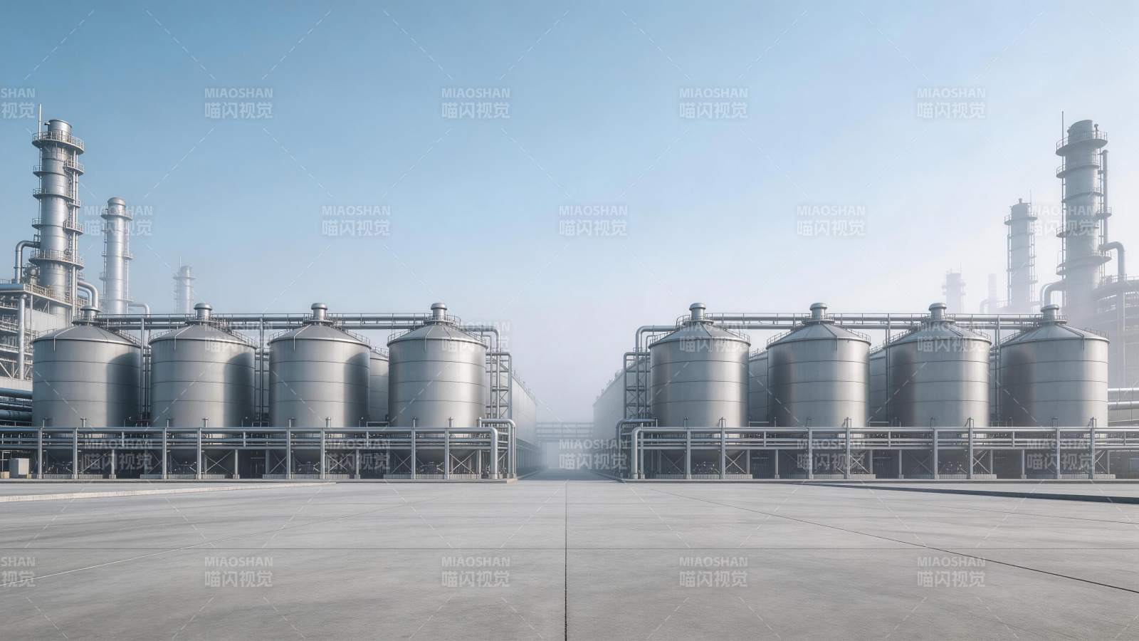 大型工业厂区储罐与管道设施全景图片