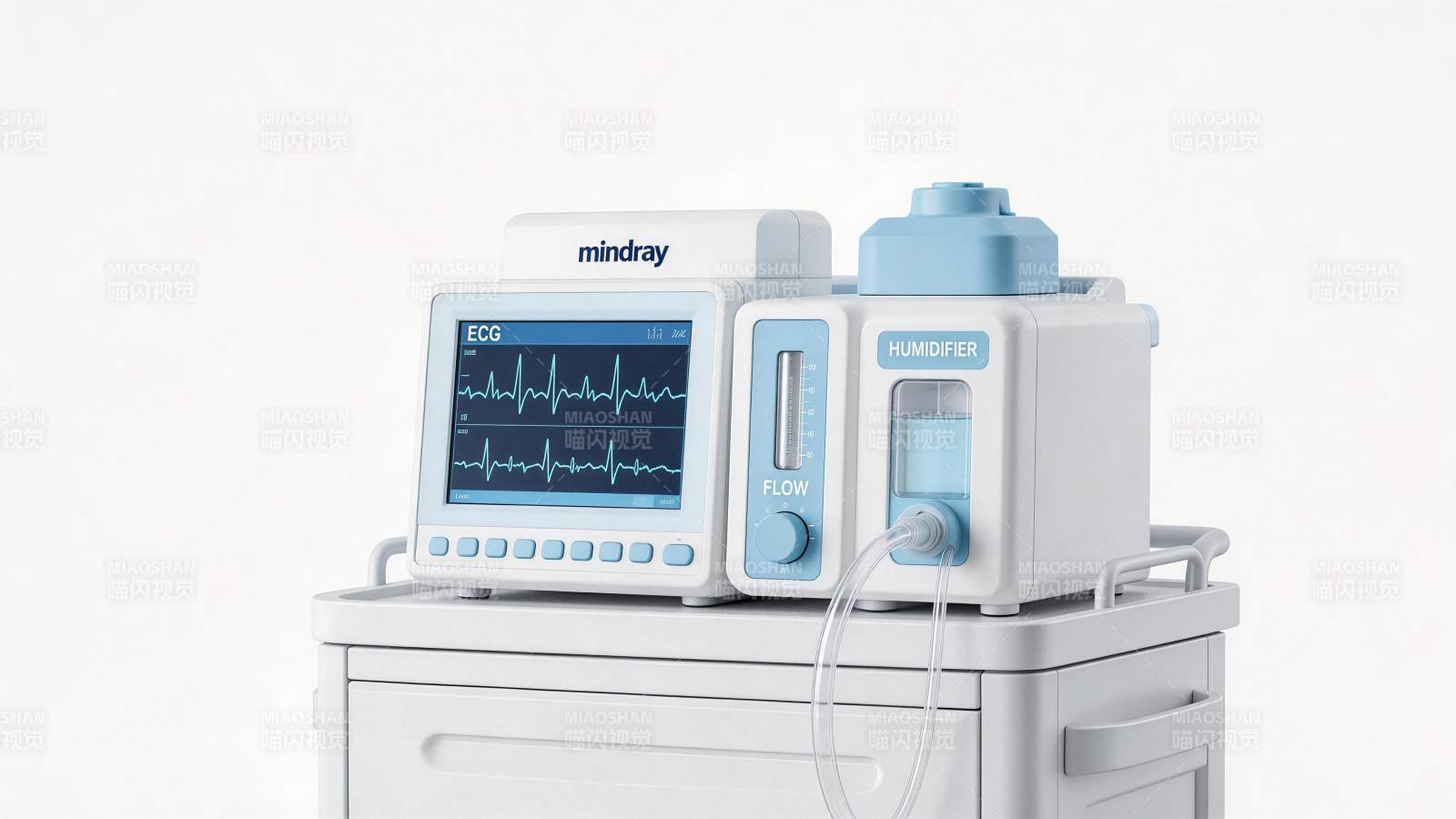 迈瑞品牌心电监护与加湿设备组合装置图片