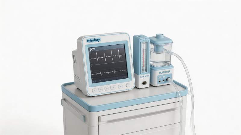 迈瑞心电监护仪与加湿器医疗设备组合图片