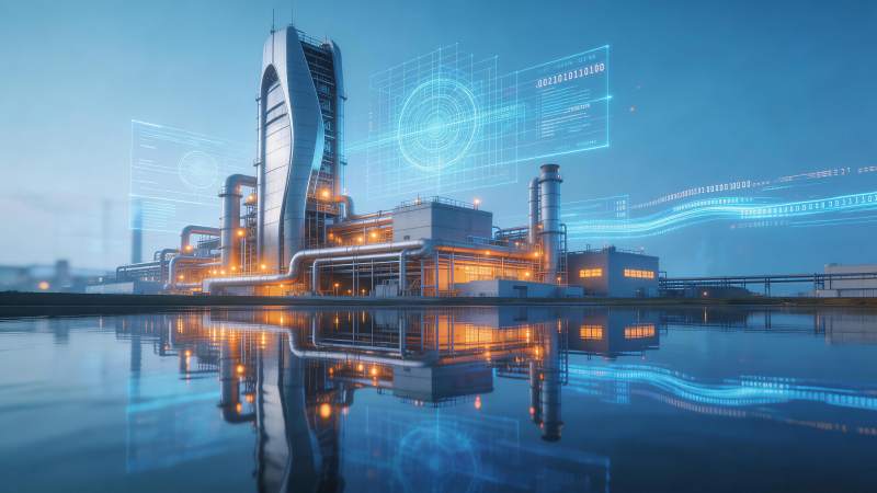 智能化工厂建筑与全息数据投影实景图片