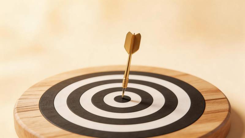 金色飞镖精准命中靶心圆形靶盘图片