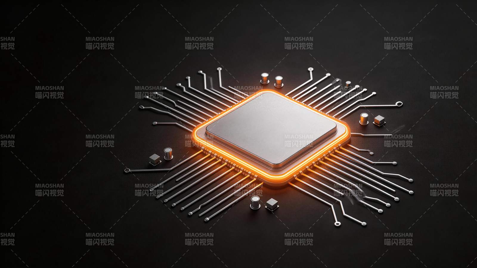 发光芯片与电路连接的科技特写图像图片