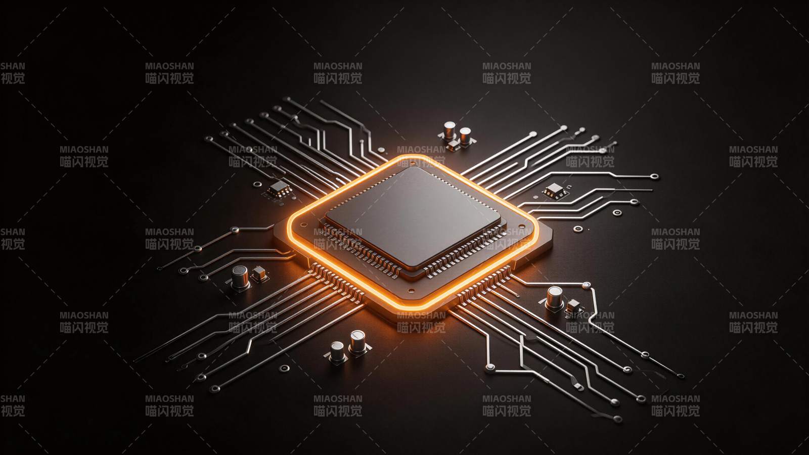 发光芯片与电路板连接结构特写图片