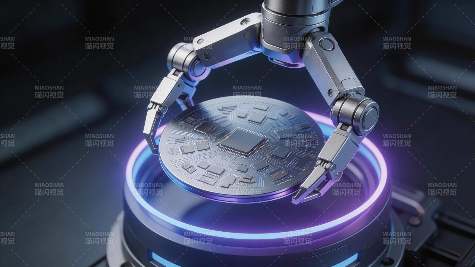 机械臂精准抓取发光芯片晶圆图片