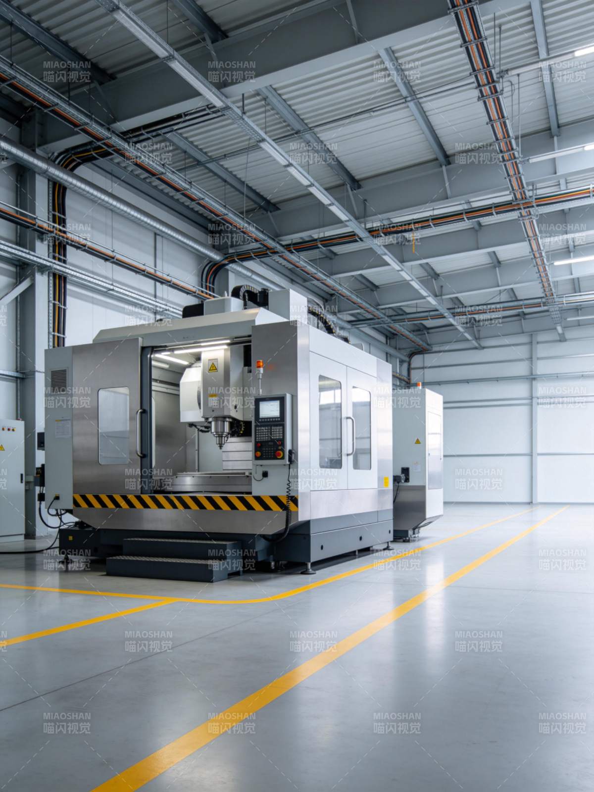 大型数控机床置于现代化工业厂房内部图片