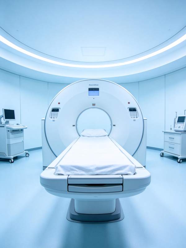 现代化医疗影像检查室中的核磁共振设备图片