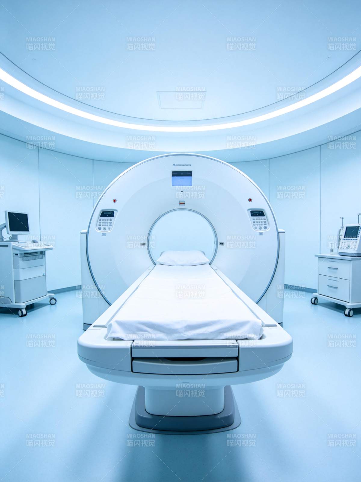 现代化医疗影像检查室中的核磁共振设备图片
