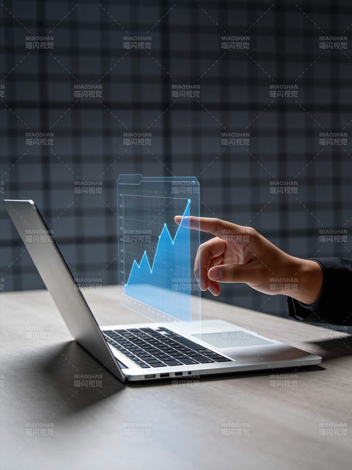 手触虚拟图表分析数据趋势图片