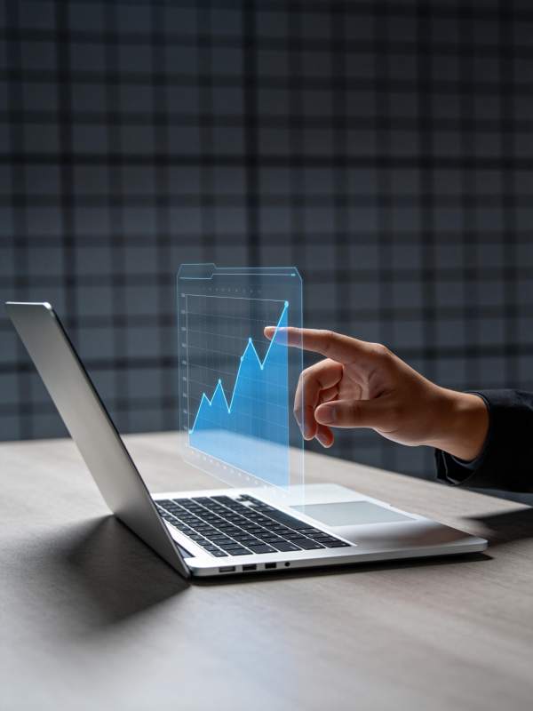 手触虚拟图表分析数据趋势图片