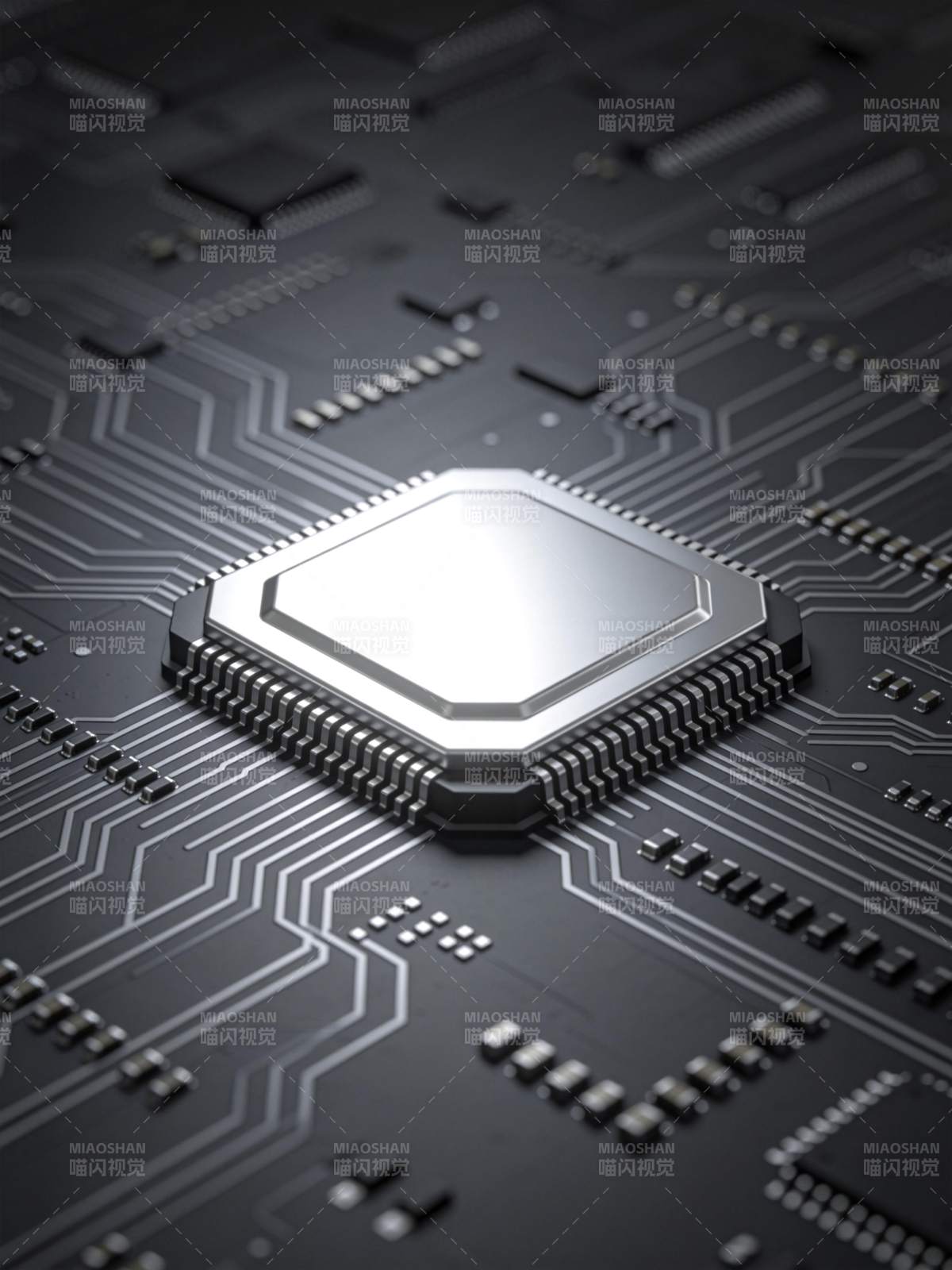 集成电路芯片特写展示核心处理器结构图片