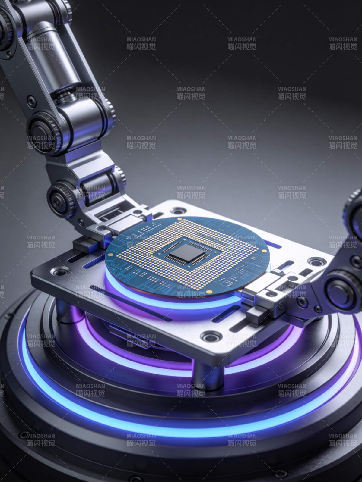 机械臂精准操作芯片封装平台图片