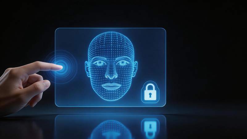 手指触控全息人脸识别界面图片
