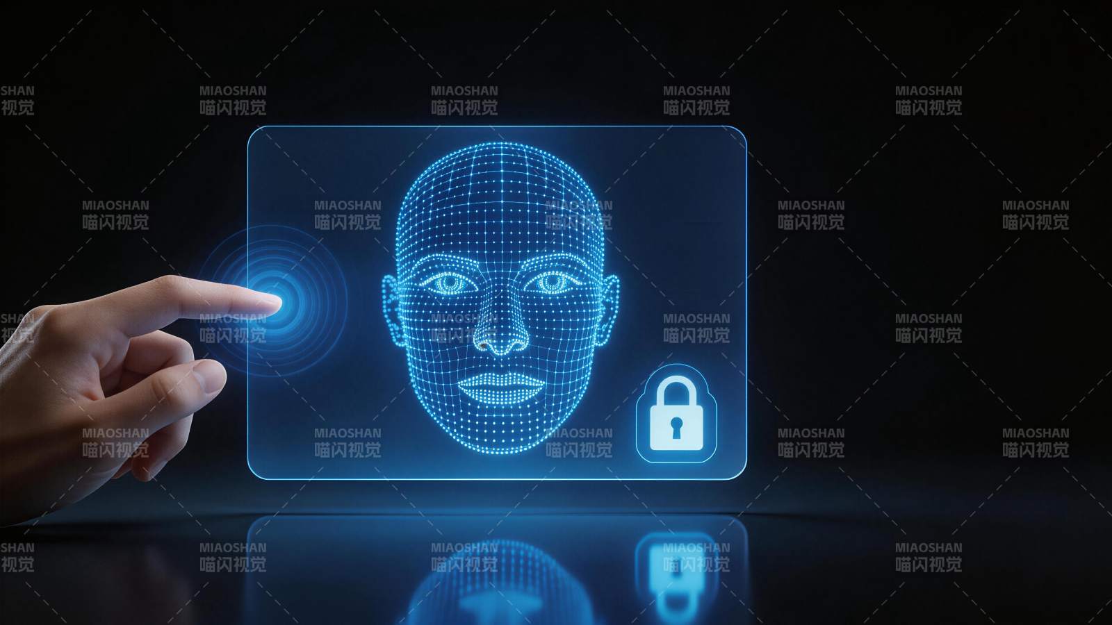 手指触控全息人脸识别界面图片