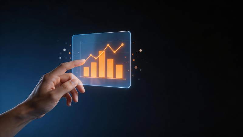 手指触控全息数据图表显示界面图片