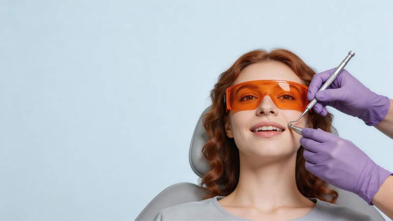 牙医为患者进行口腔检查操作图片