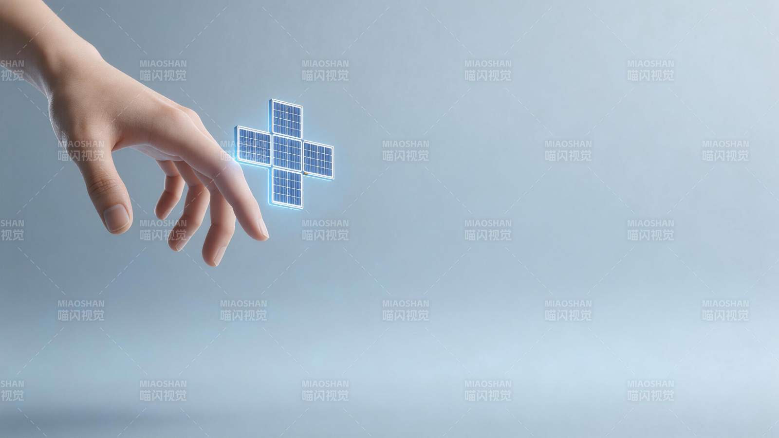 手触发光太阳能板十字结构科技图像图片