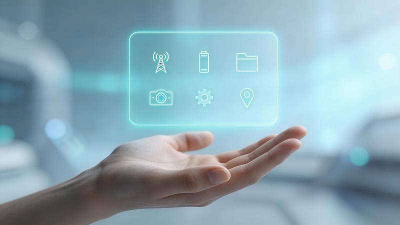 手掌托举发光科技图标界面图片