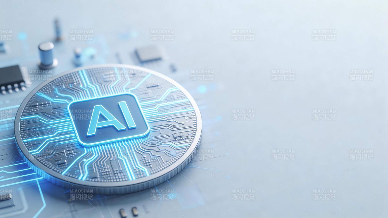 人工智能芯片与电路板集成特写展示图片