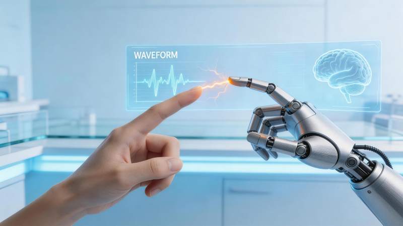 人手与机械臂触碰生成脑电波图形界面图片