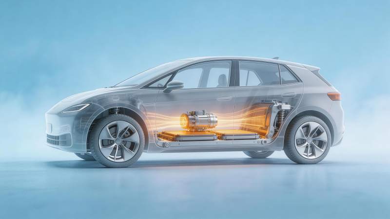 透明车身电动轿车内部结构展示图图片