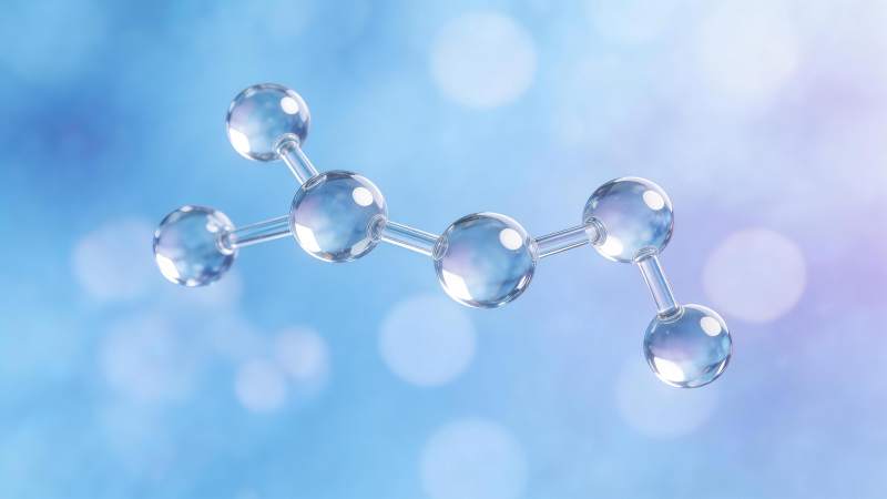 透明球体连接构成的分子结构模型图片