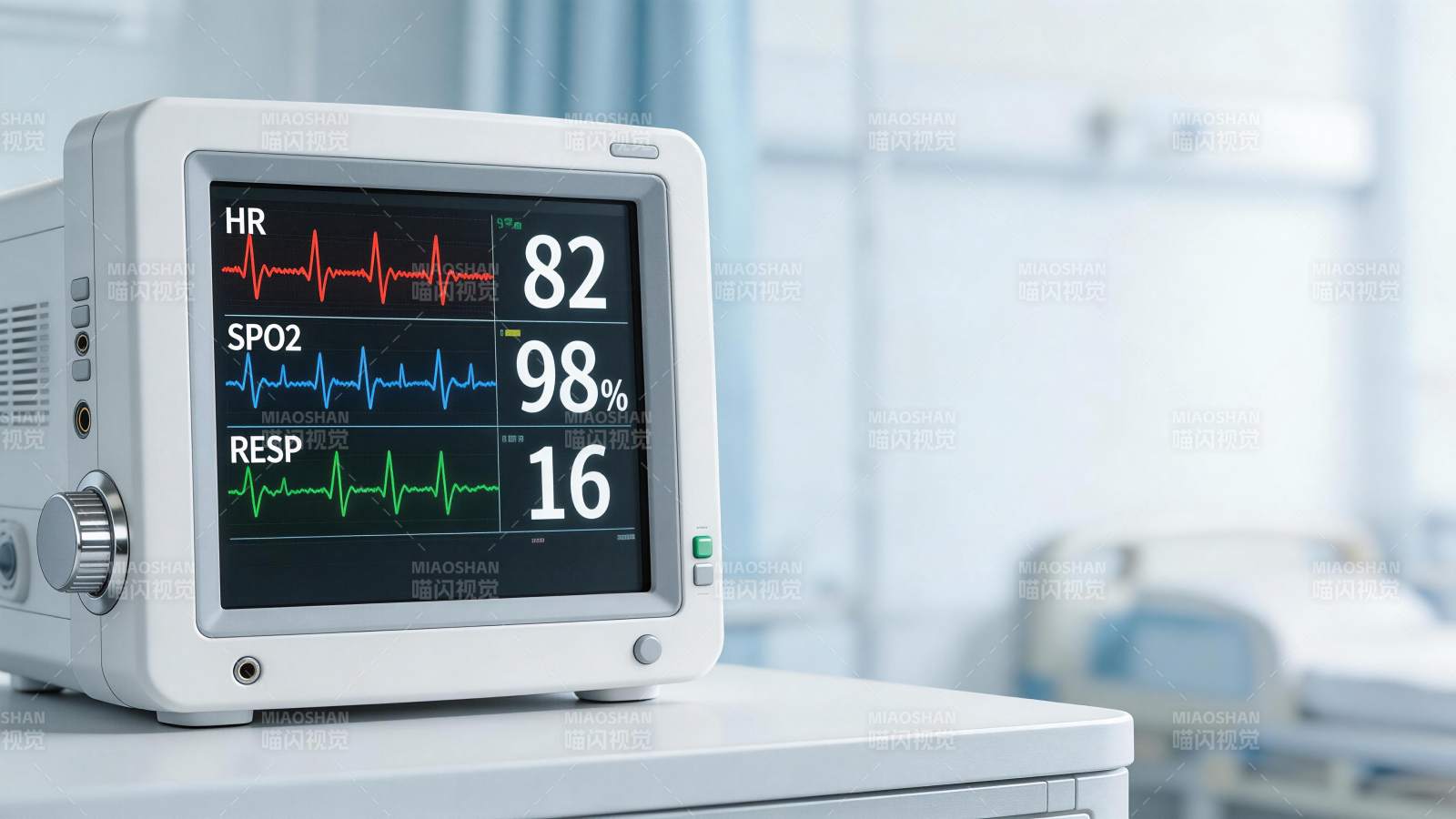 医疗监护仪显示心率血氧呼吸数据图片