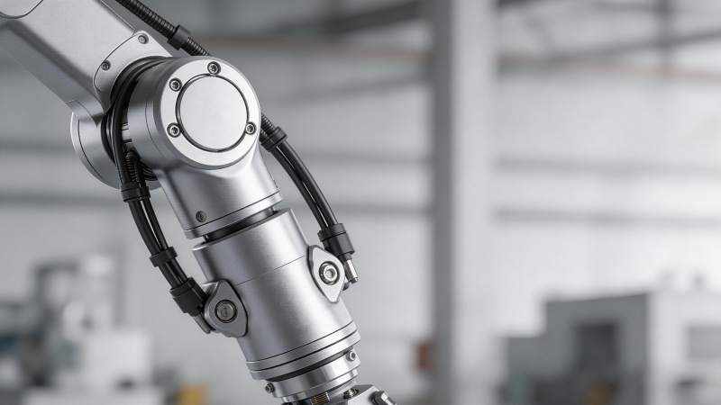 工业机械臂关节特写展示精密金属结构图片