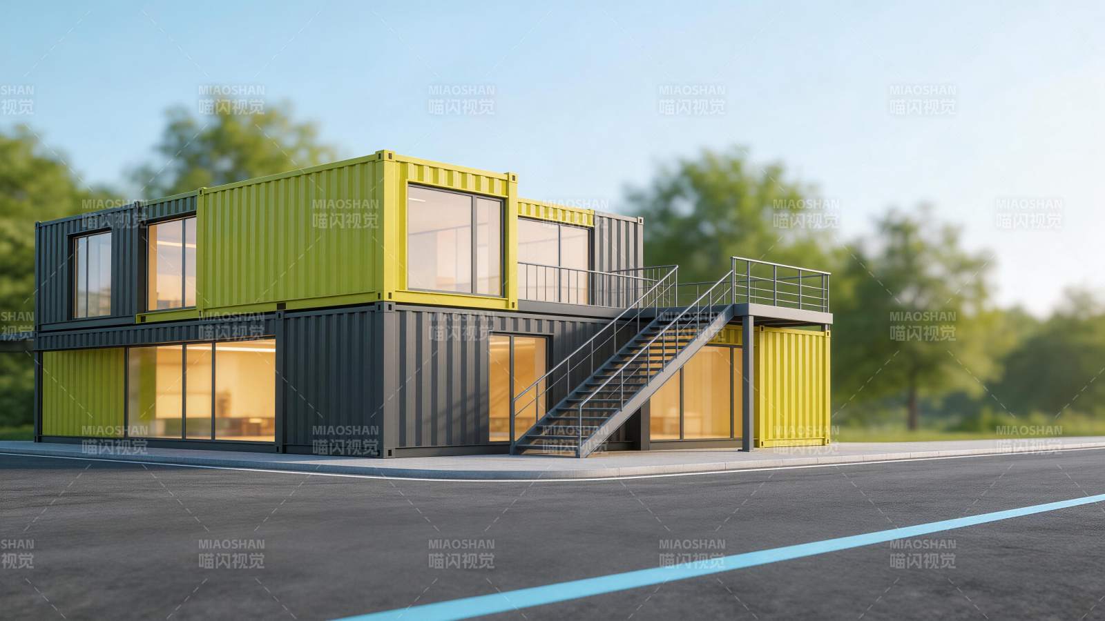 集装箱组合式两层现代建筑外观图片