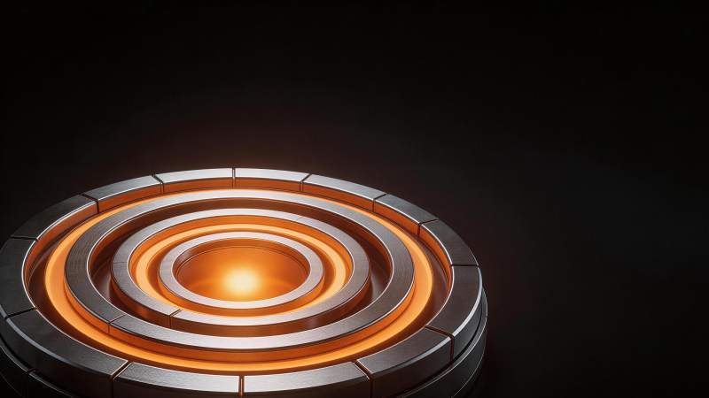 金属螺旋环形发光装置特写图片